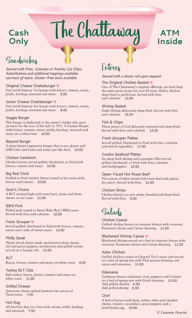 Menu The Chattaway